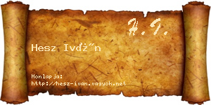 Hesz Iván névjegykártya